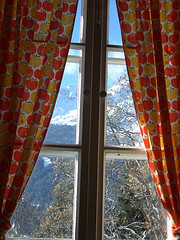Curtains with winter landscape