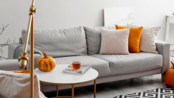 living room with autumn interiors