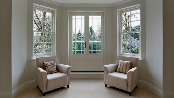living with bay windows