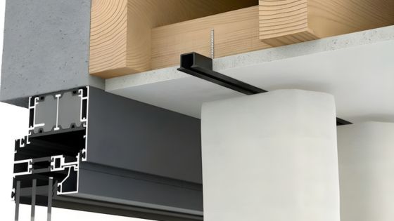 Cross sectional view of the silent gliss 6243 curtain track installed